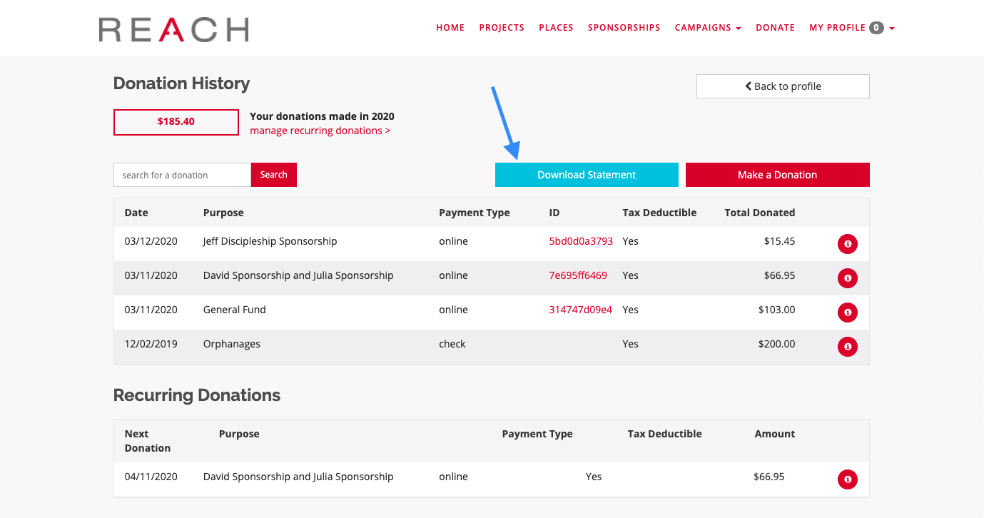 Donor Portal Overview - REACH®